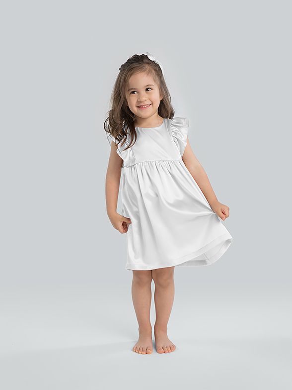 19 Momme Girls Nice Silk Nightgown With Ruffles